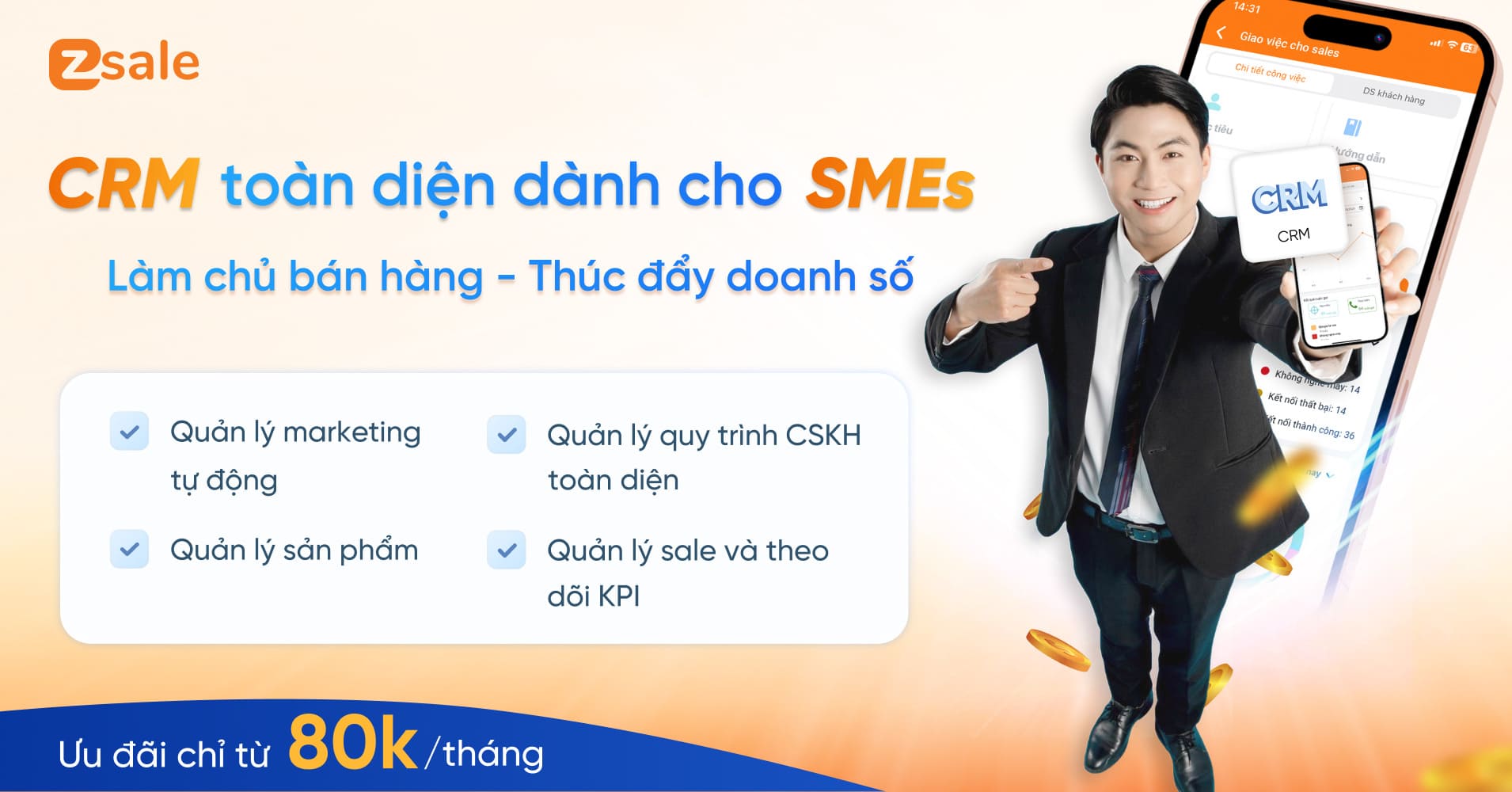 phần mềm CRM quản lý Telesale & Khách hàng + Tổng Đài 3in1