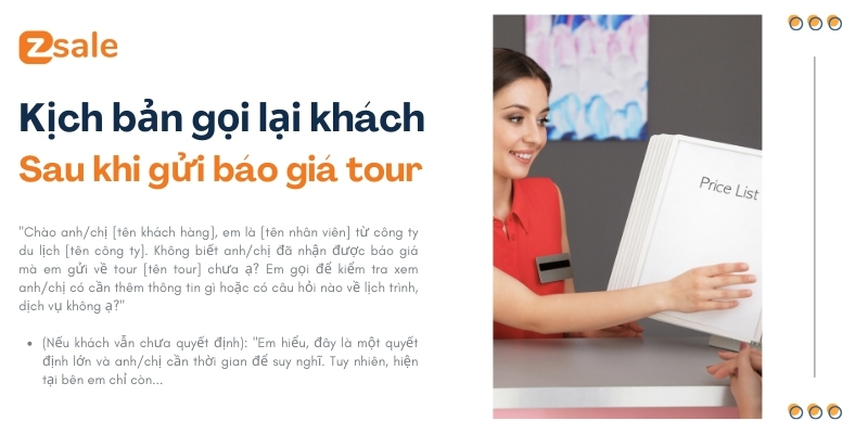 Kịch bản gọi lại khách sau khi gửi báo giá tour