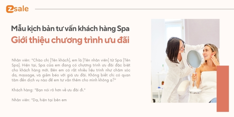 Mẫu kịch bản tư vấn khách hàng Spa - Giới thiệu chương trình ưu đãi tới khách hàng