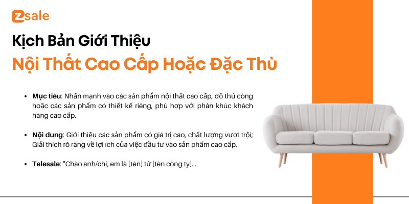 Kịch bản giới thiệu nội thất cao cấp hoặc đặc thù