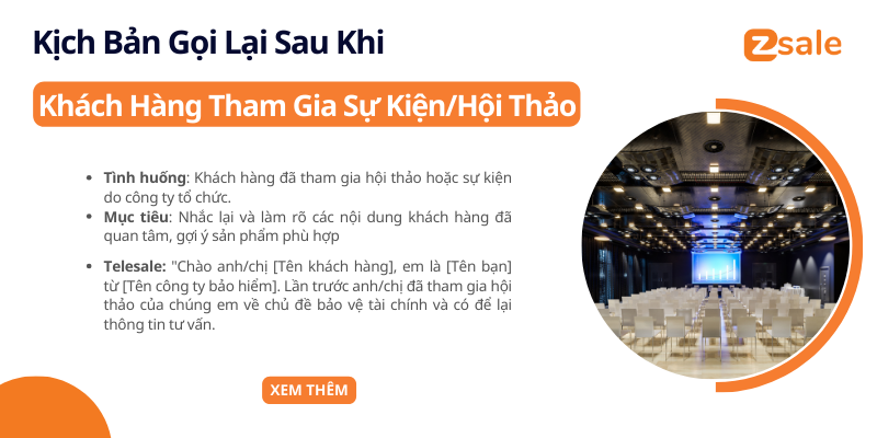 Kịch bản gọi lại sau khi khách tham gia hội thảo hoặc sự kiện