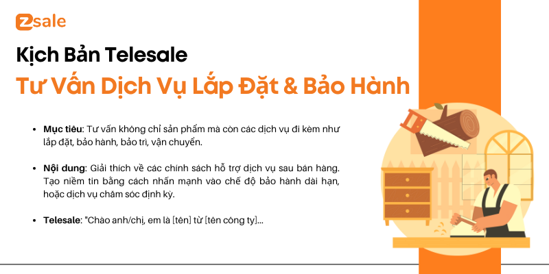 Kịch bản telesale tư vấn dịch vụ lắp đặt và bảo hành