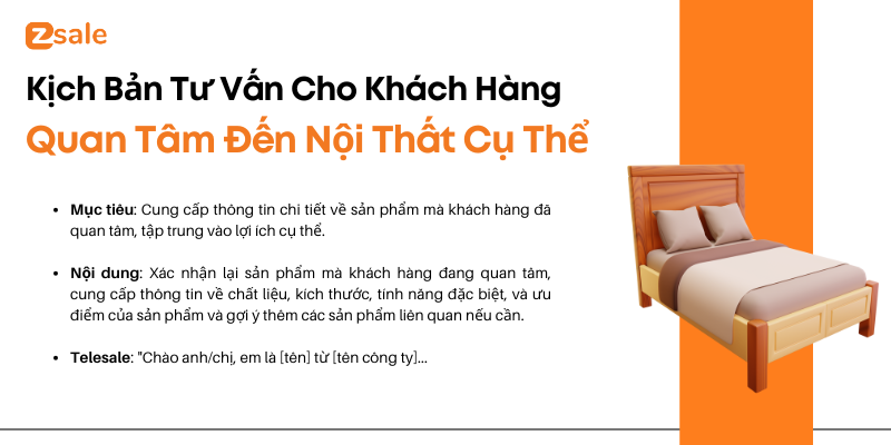 Kịch bản tư vấn cho khách quan tâm đến nội thất cụ thể