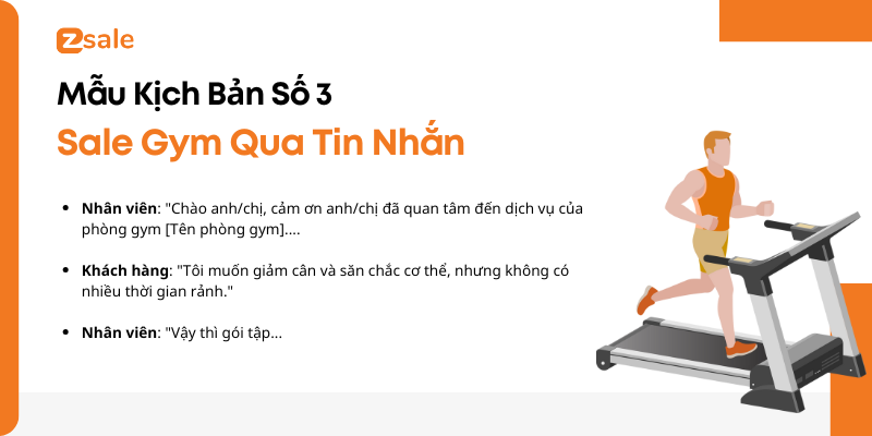 Mẫu kịch bản số 3: Sale gym qua tin nhắn