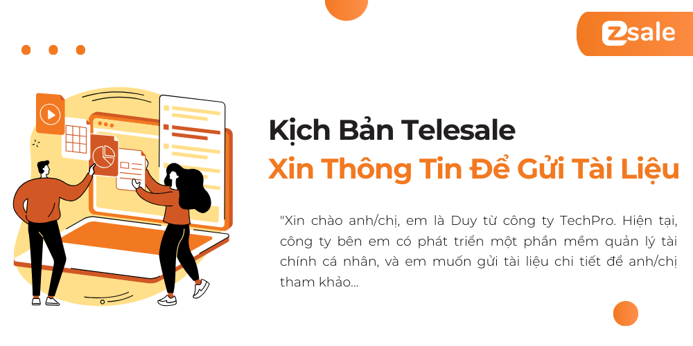 kịch bản telesale xin thông tin để gửi tài liệu phần mềm