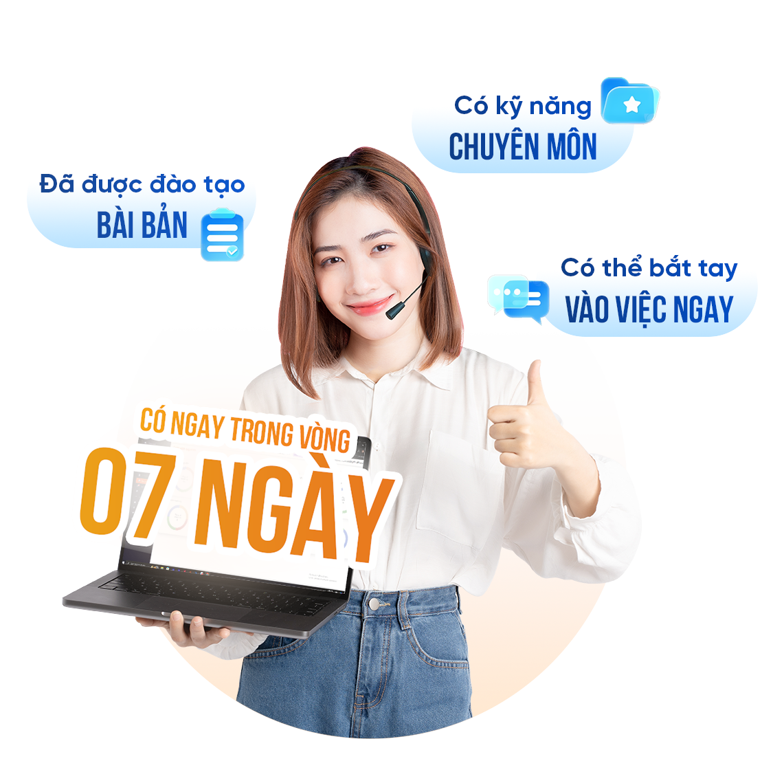  Trong vòng 7 ngày, EZSale cam kết cung cấp cho doanh nghiệp đội ngũ Telemarketing Online đã <b>được đào tạo</b> bài bản, có <b>kỹ năng chuyên môn</b> và <b>có thể bắt tay vào việc ngay</b>, đảm bảo khai thác thông tin theo đúng kịch bản mà doanh nghiệp đề ra.