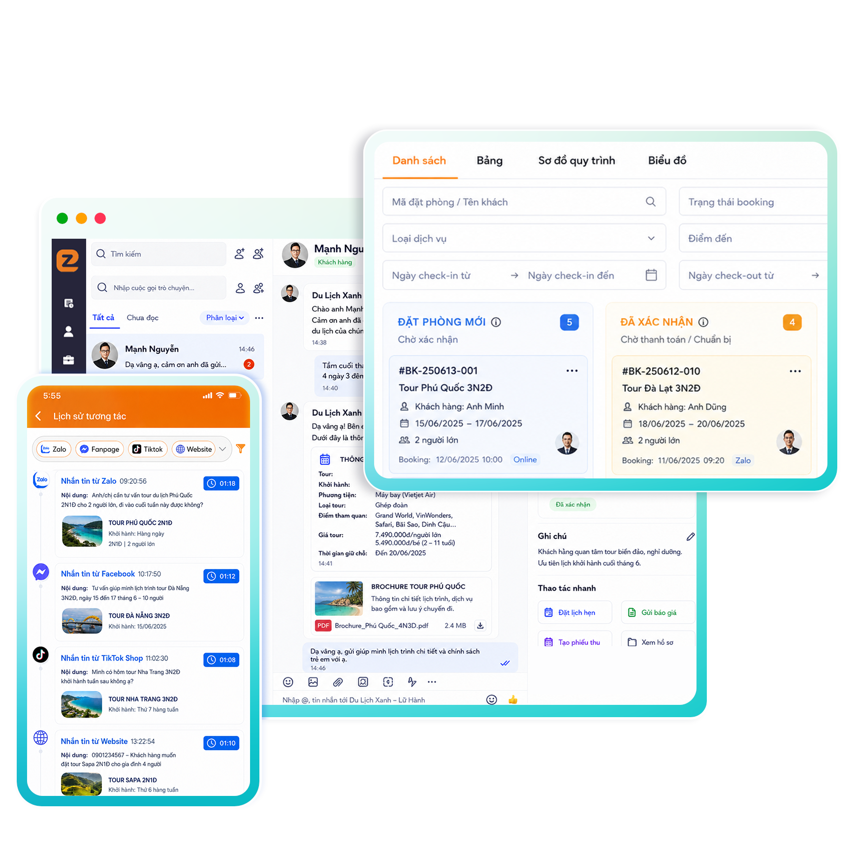  1. Quản lý booking & khách hàng du lịch tập trung